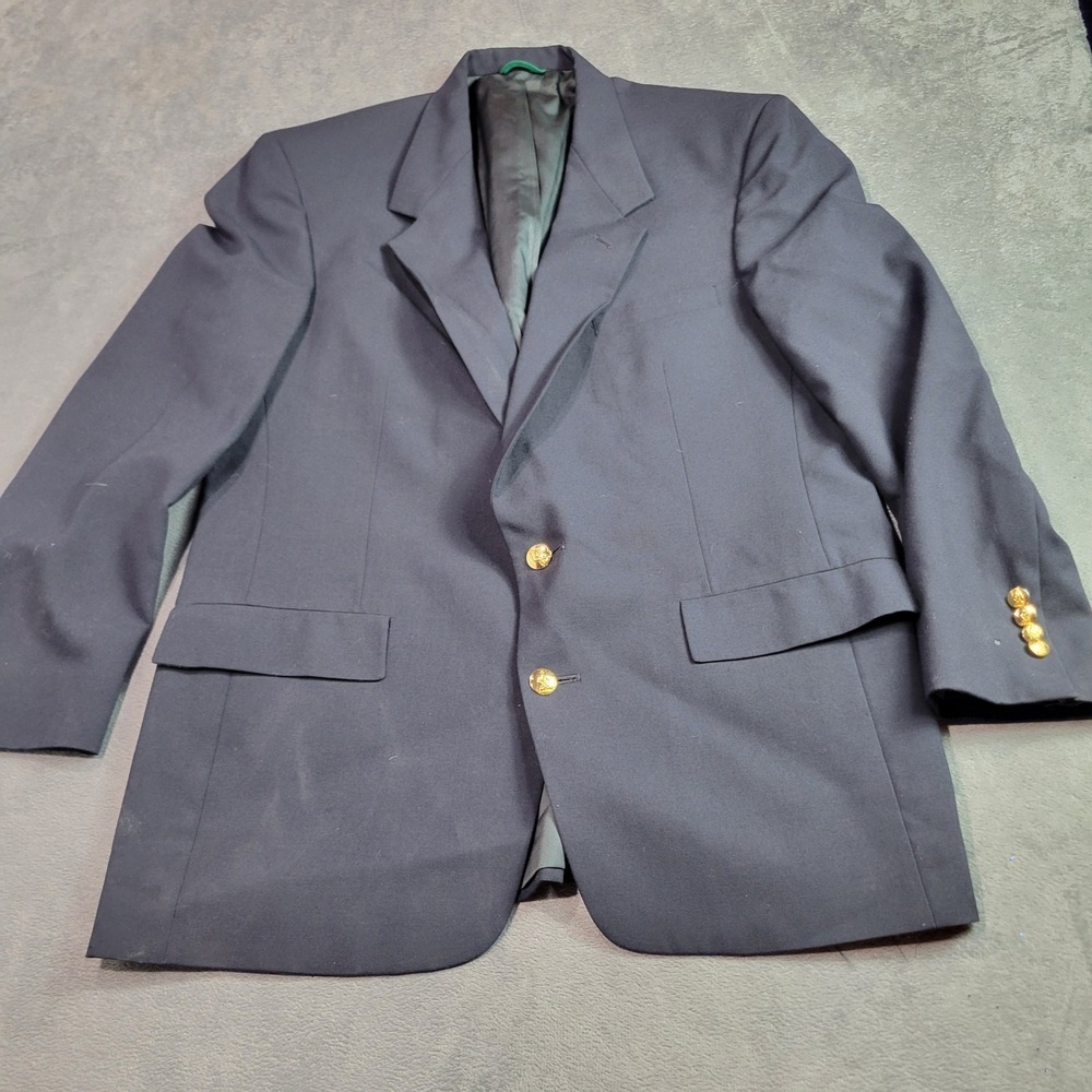 Austin Reed Mens Navy Blue Pure Virgin Wool Blazer Gold Crest Buttons Dillard's